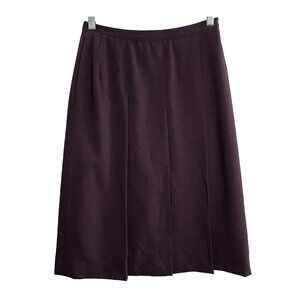 Vtg SALVATORE FERRAGAMO Women Wool Blend Pleated Skirt Sz 44/12 Purple 92-19